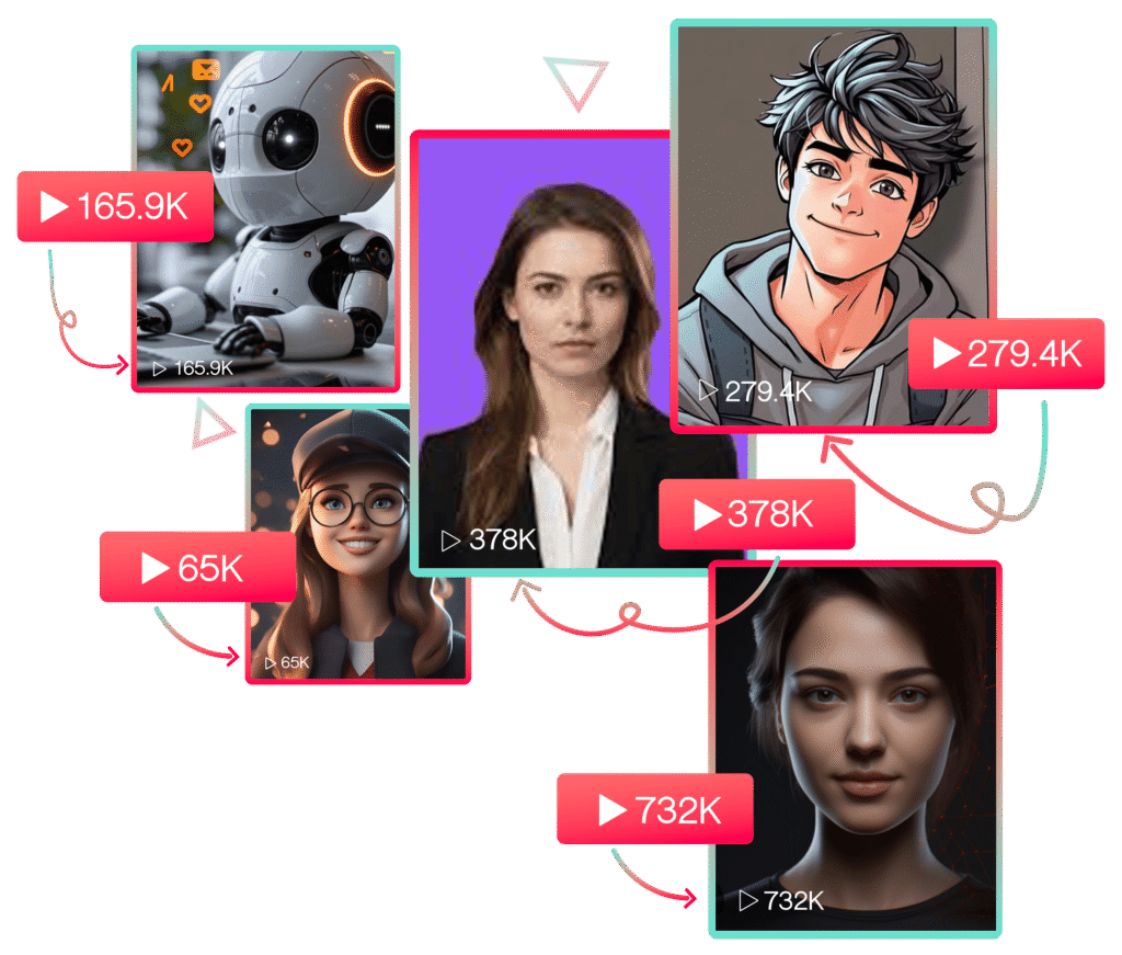 examples of faceless AI videos generating high views on social media