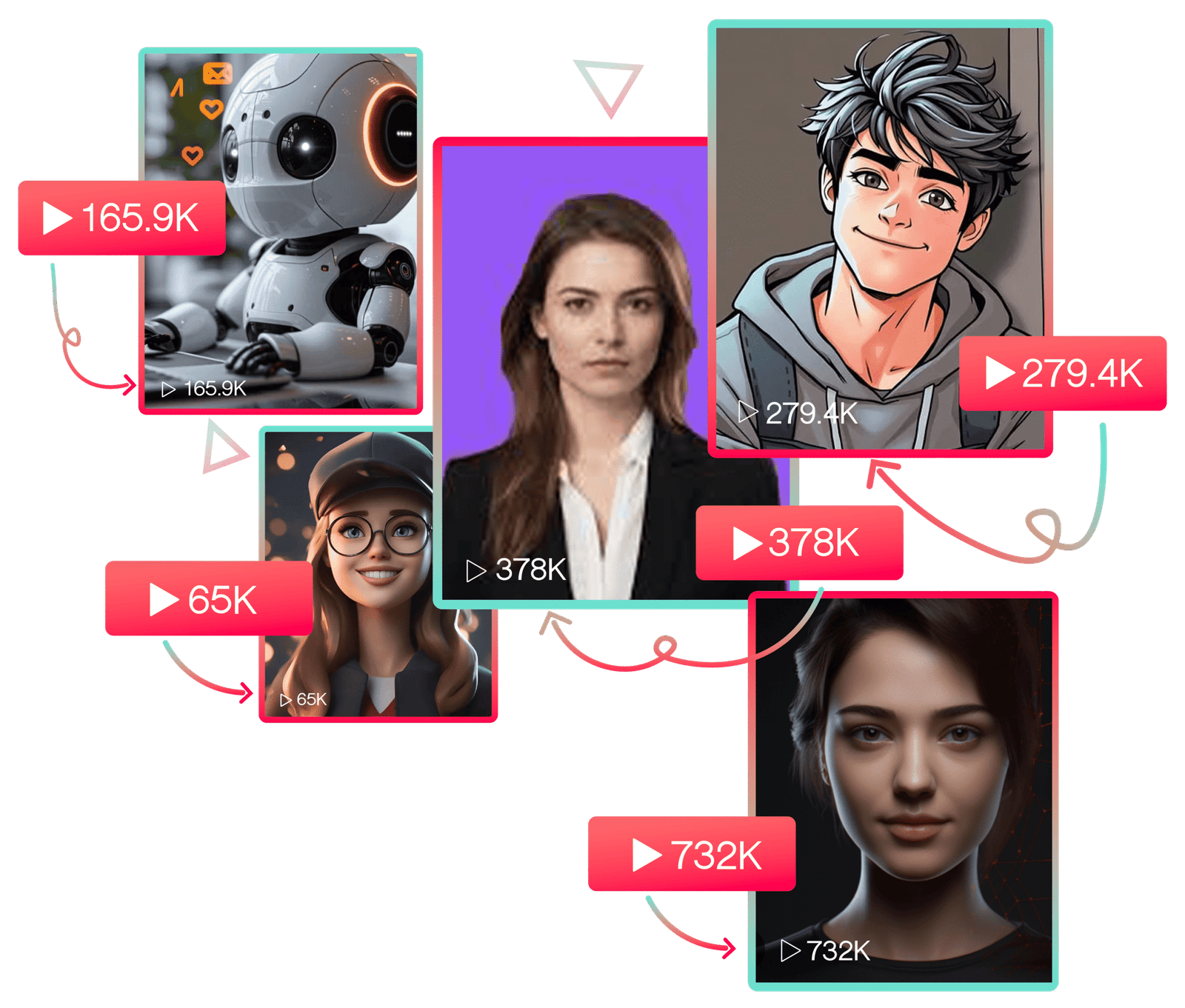 examples of faceless AI videos generating high views on social media
