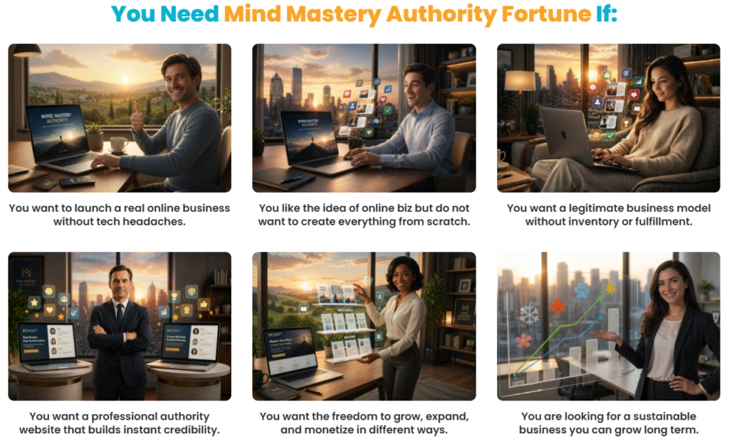 Mind Mastery Authority Fortune ideal users looking to start an online business without tech skills