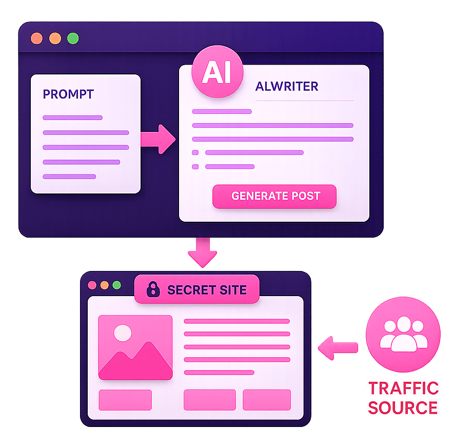 Secret Clicks Engine AI content and traffic workflow
