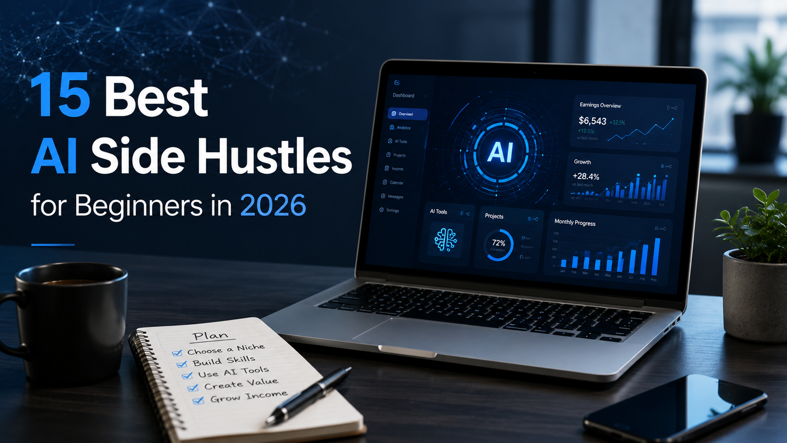 15 Best AI side hustles for beginners in 2026