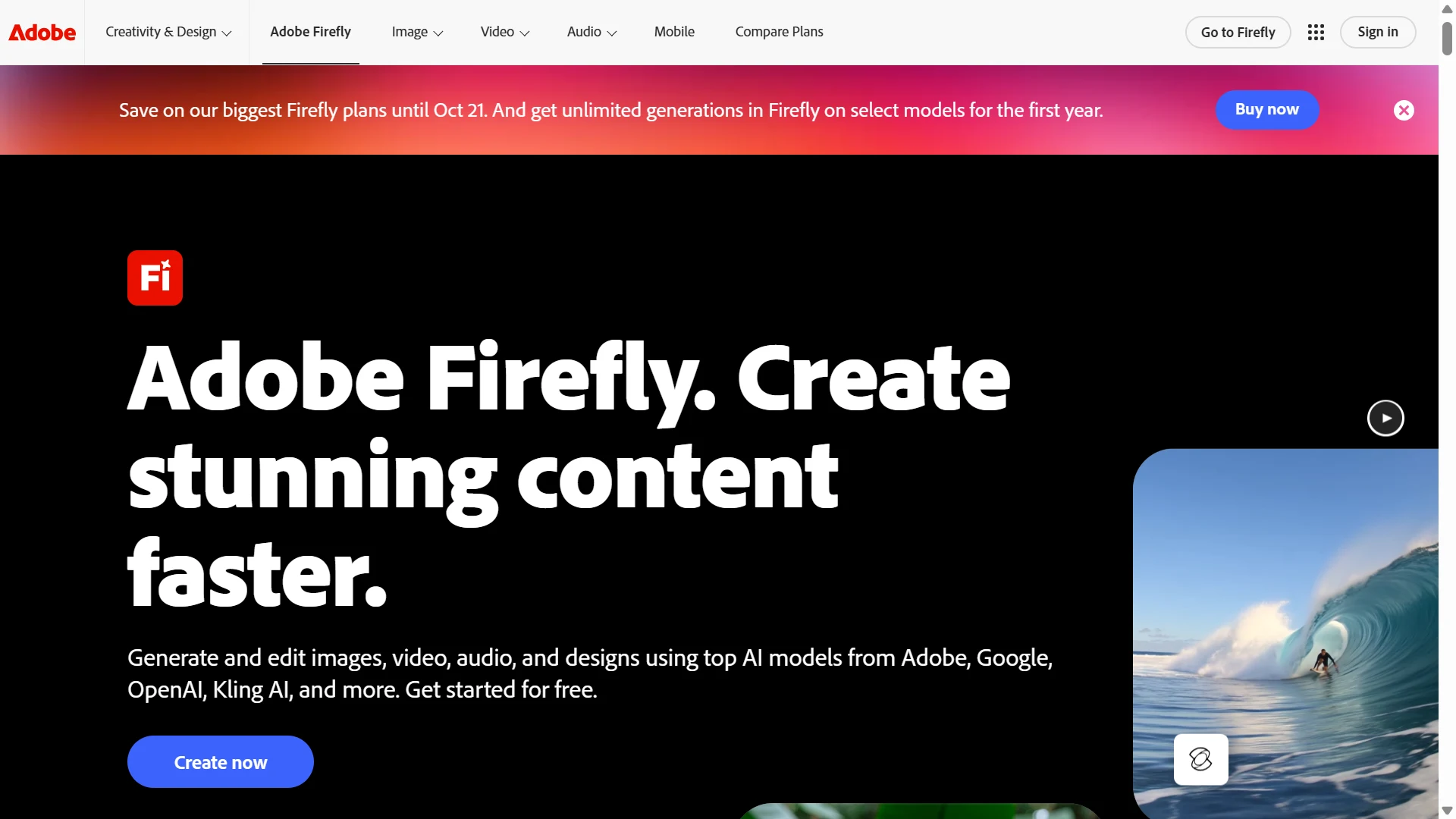 Adobe Firefly Homepage