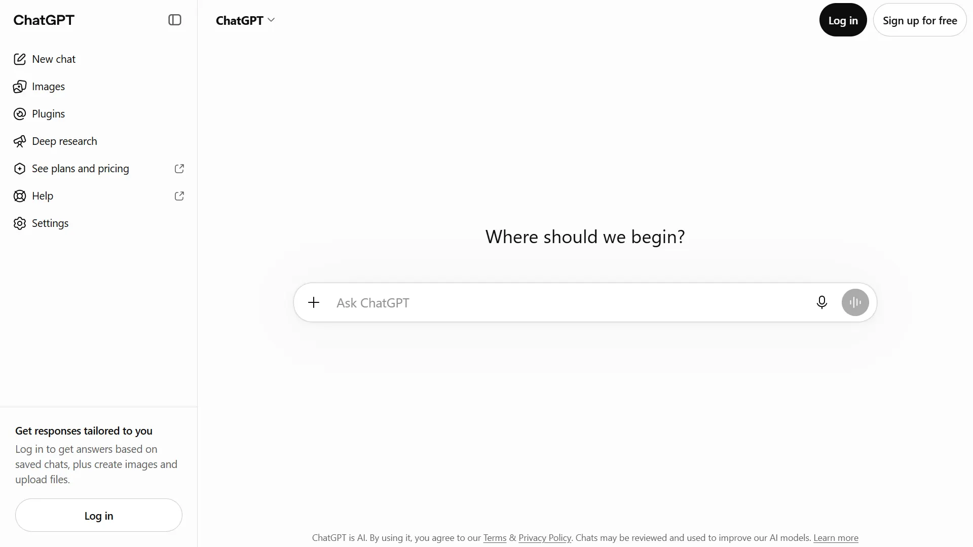 ChatGPT Homepage