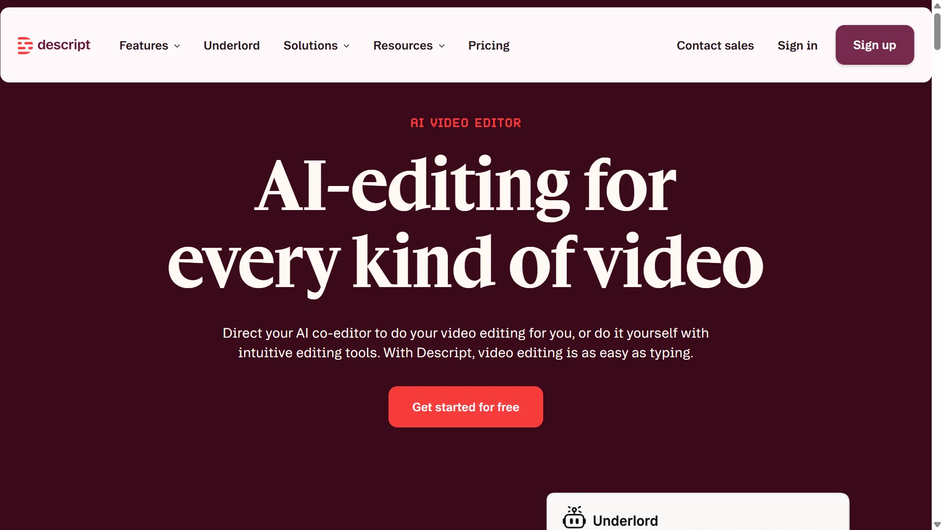 Descript Homepage