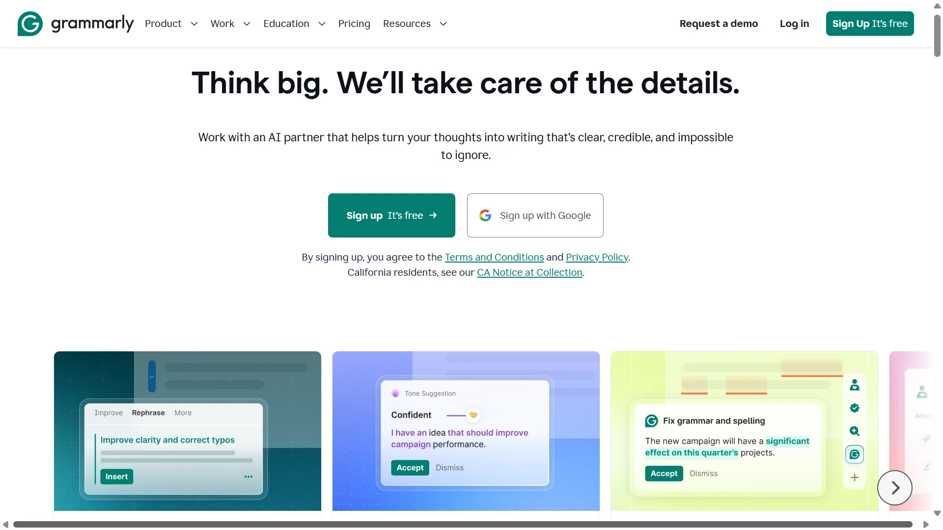 Grammarly Homepage